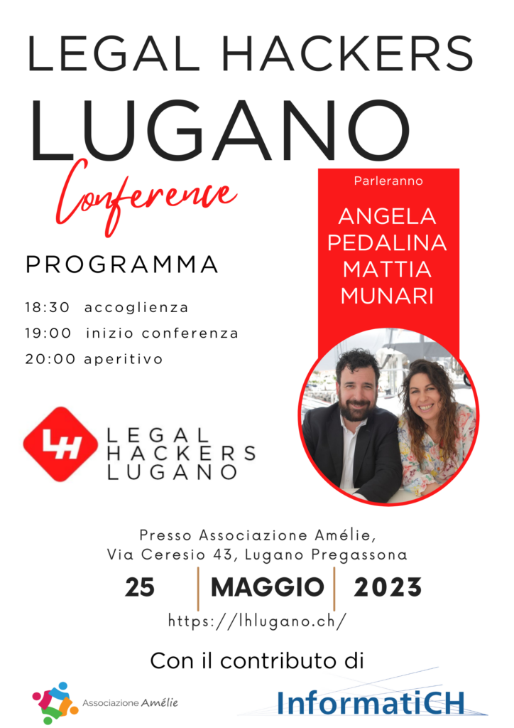 Locandina Legal Hackers Lugano Opening 25 maggio 2023